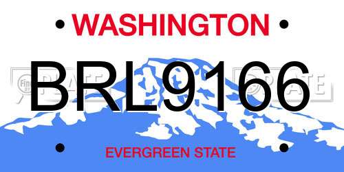 BRL9166 Washington License Plate