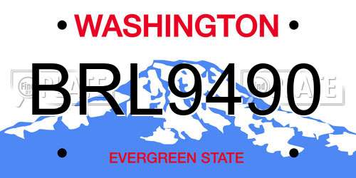 BRL9490 Washington License Plate