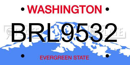 BRL9532 Washington License Plate