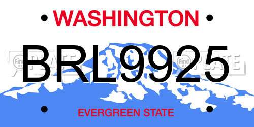 BRL9925 Washington License Plate