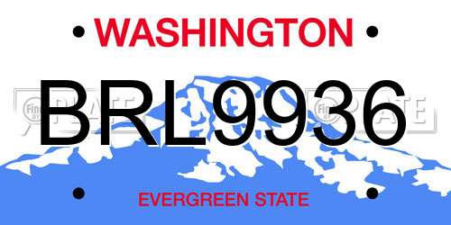 BRL9936 Washington License Plate