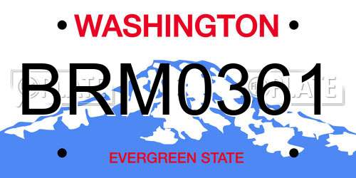BRM0361 Washington License Plate