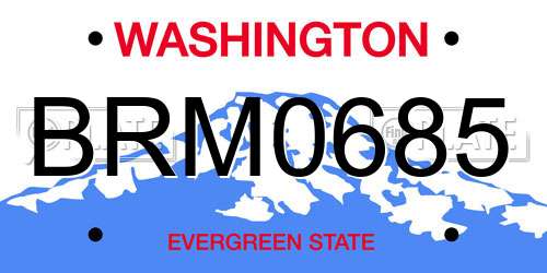 BRM0685 Washington License Plate
