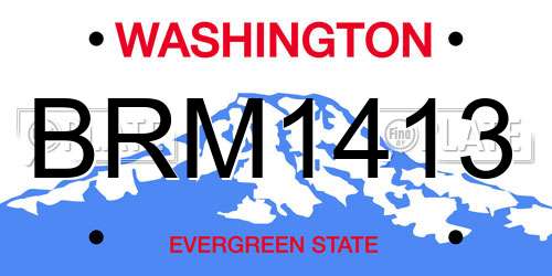 BRM1413 Washington License Plate