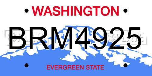 BRM4925 Washington License Plate