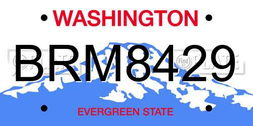 BRM8429 Washington License Plate