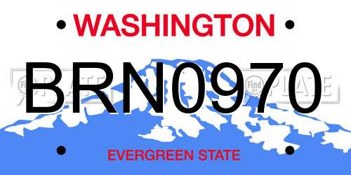 BRN0970 Washington License Plate