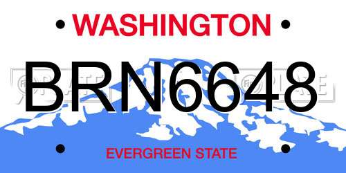 BRN6648 Washington License Plate