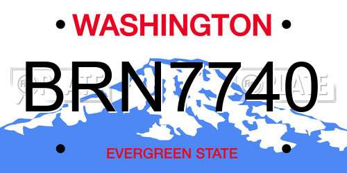 BRN7740 Washington License Plate