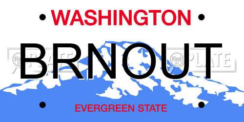 BRNOUT Washington License Plate