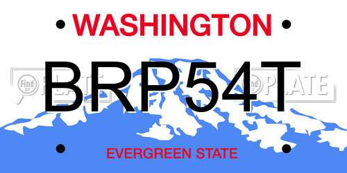 BRP54T Washington License Plate