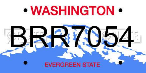 BRR7054 Washington License Plate