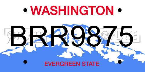 BRR9875 Washington License Plate