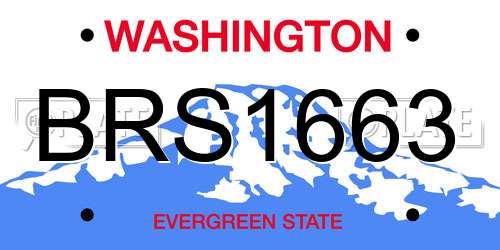 BRS1663 Washington License Plate