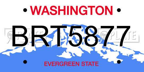 BRT5877 Washington License Plate