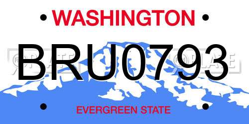 BRU0793 Washington License Plate