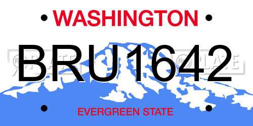 BRU1642 Washington License Plate