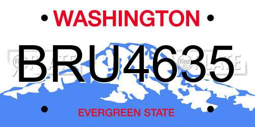 BRU4635 Washington License Plate