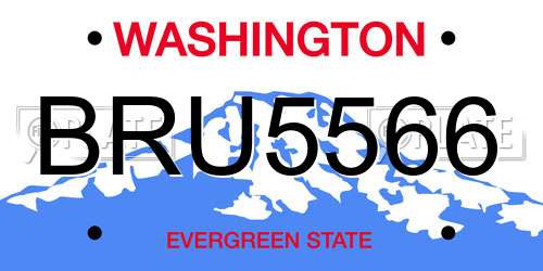 BRU5566 Washington License Plate