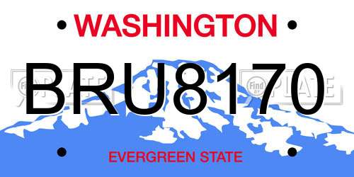 BRU8170 Washington License Plate