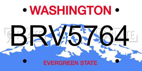 BRV5764 Washington License Plate