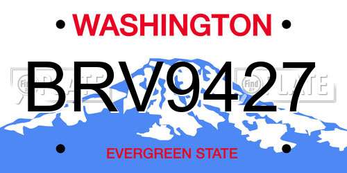 BRV9427 Washington License Plate