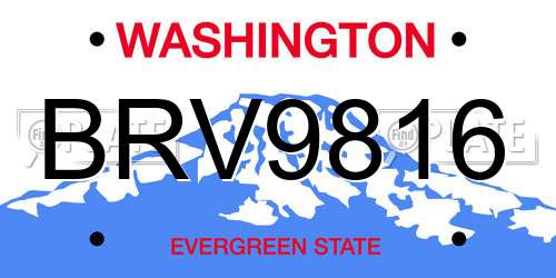 BRV9816 Washington License Plate