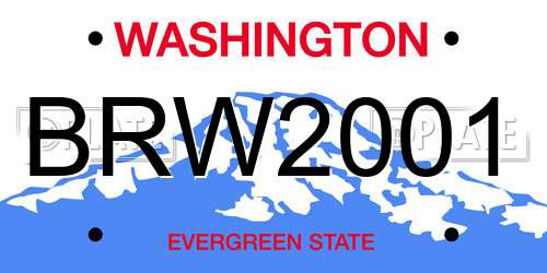 BRW2001 Washington License Plate