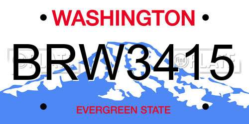 BRW3415 Washington License Plate
