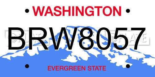 BRW8057 Washington License Plate