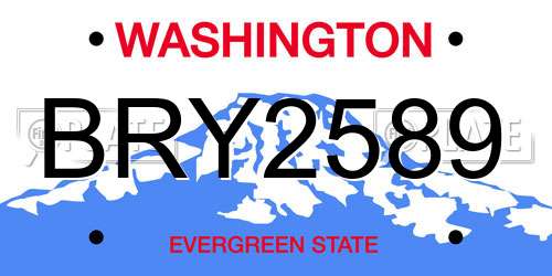 BRY2589 Washington License Plate
