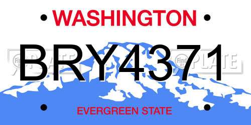 BRY4371 Washington License Plate