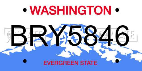 BRY5846 Washington License Plate