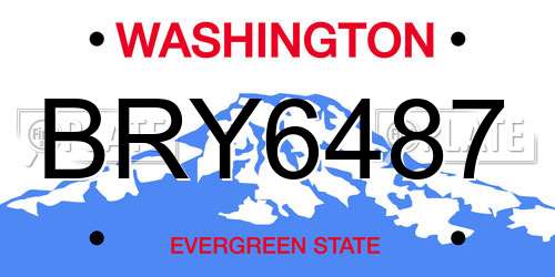 BRY6487 Washington License Plate