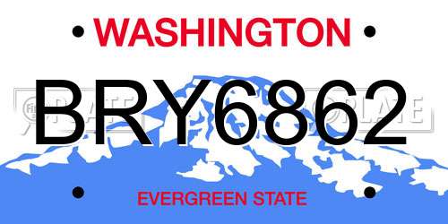 BRY6862 Washington License Plate