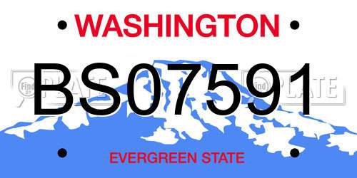 BS07591 Washington License Plate