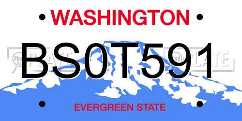 BS0T591 Washington License Plate