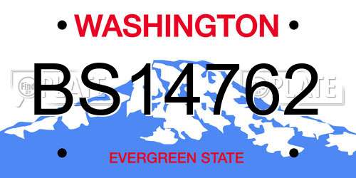 BS14762 Washington License Plate