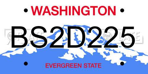 BS2D225 Washington License Plate