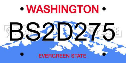BS2D275 Washington License Plate