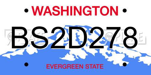 BS2D278 Washington License Plate