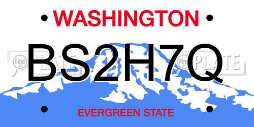 BS2H7Q Washington License Plate