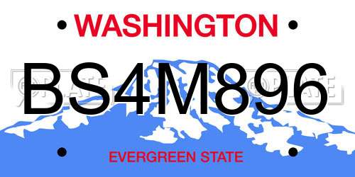 BS4M896 Washington License Plate
