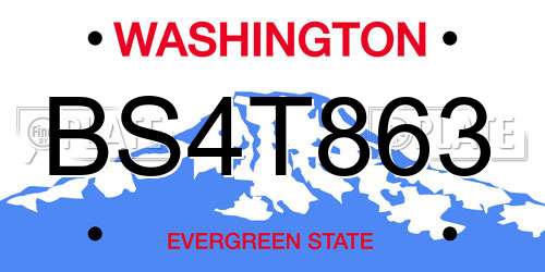BS4T863 Washington License Plate