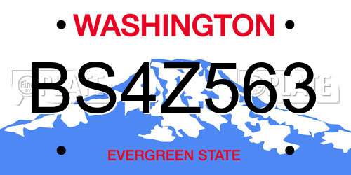 BS4Z563 Washington License Plate
