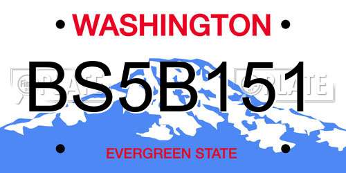 BS5B151 Washington License Plate