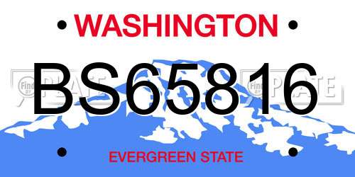 BS65816 Washington License Plate