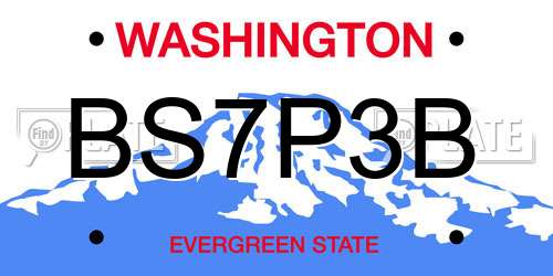 BS7P3B Washington License Plate