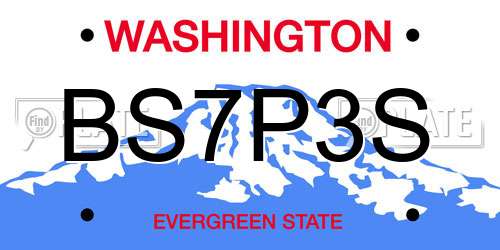 BS7P3S Washington License Plate