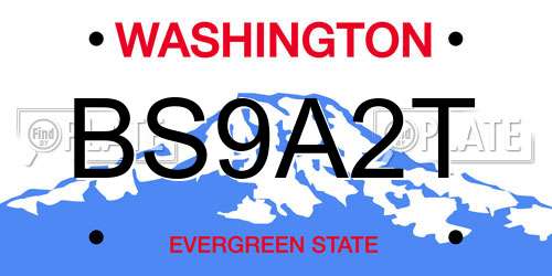 BS9A2T Washington License Plate